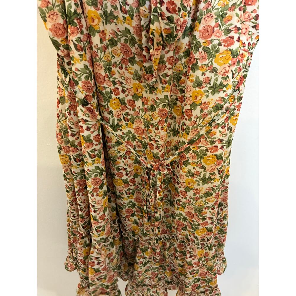 Gigio Women's Fit Flare Getaway Island Mini Dress Ruffle Prairie Cottagecore L - Picture 3 of 5